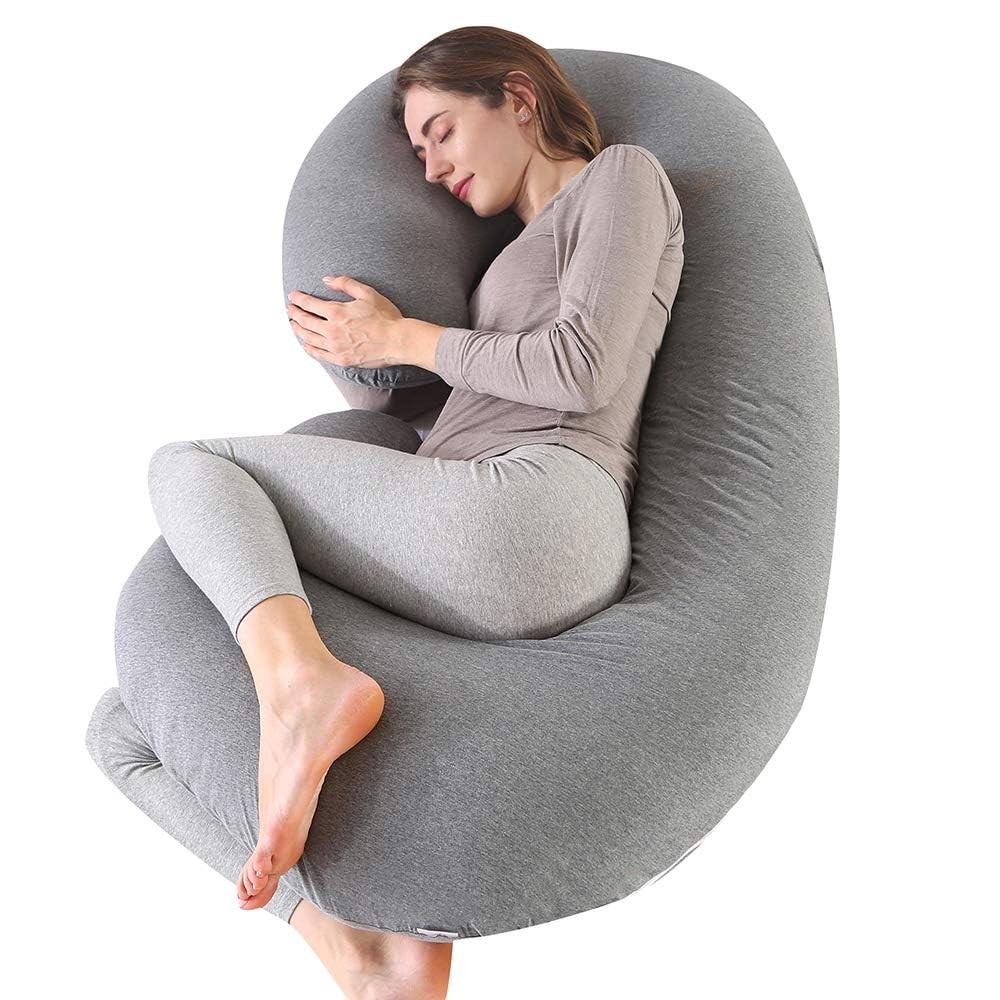 C-Shaped Full Body Memory Foam Maternity Pillow Dark Grey Support