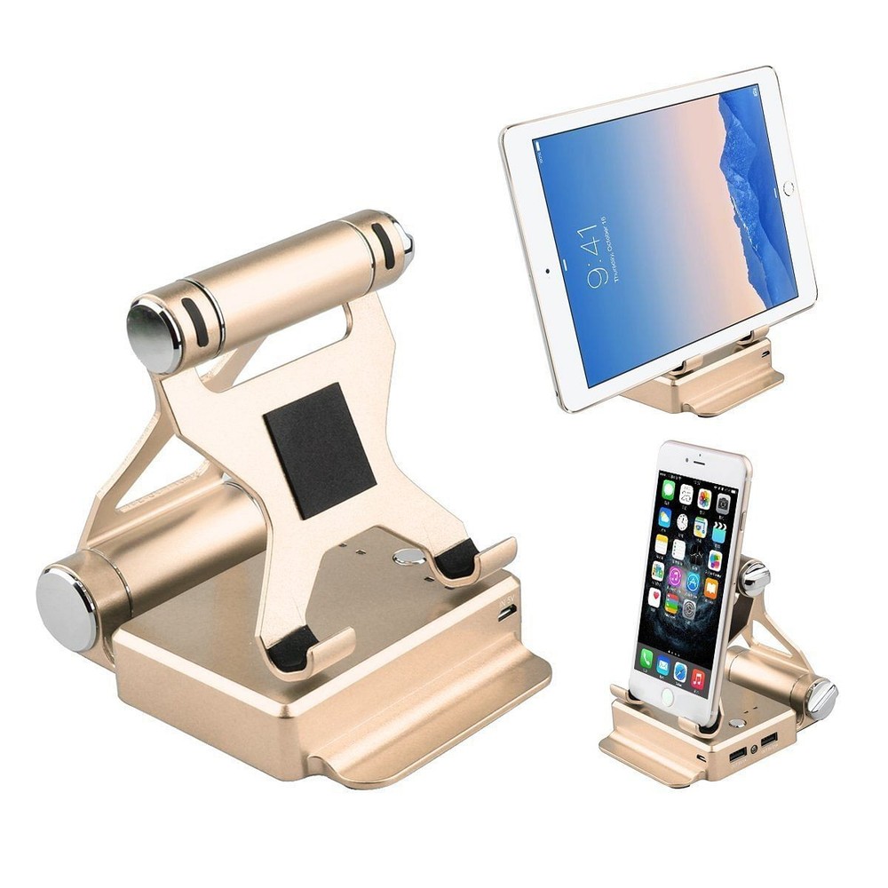Gold Podium Stand with 200% Extended Battery for iPad and iPhone