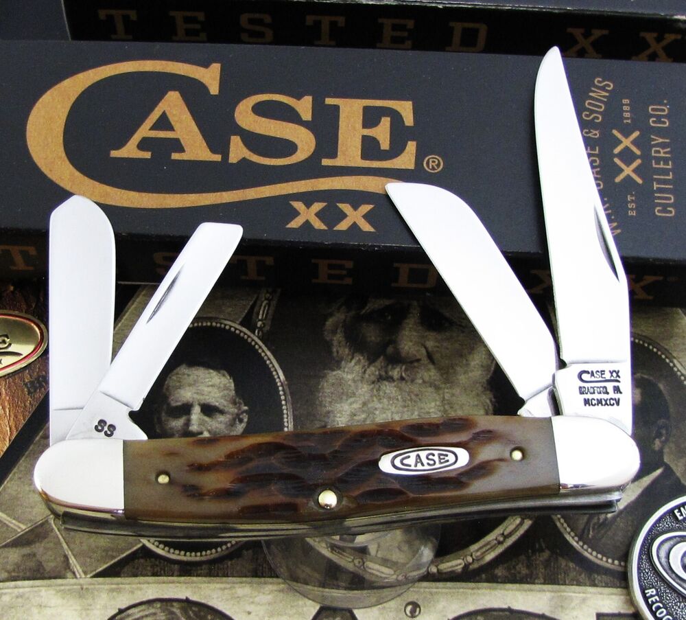 Case XX ROMAN NUMERAL 4 Blade Stockman Knife 1995 SFO Peachseed Bone Mint! NR