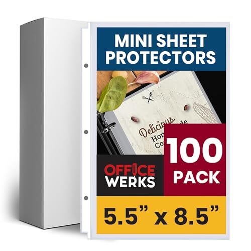 Office Werks 100 Pack of Heavyweight Clear Mini Sheet Protectors, 5.5