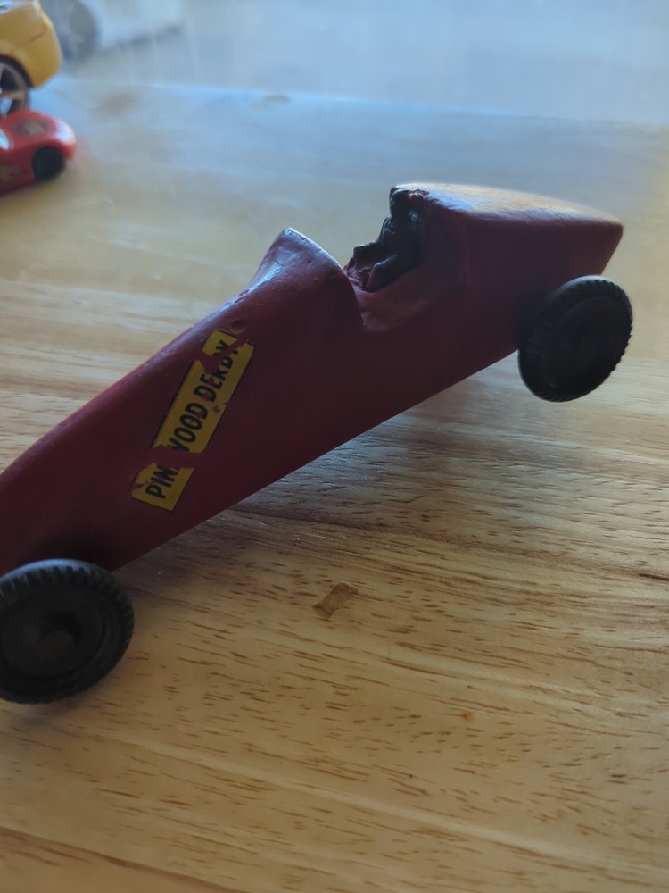 Vintage Pinewood Derby Wooden Racecar