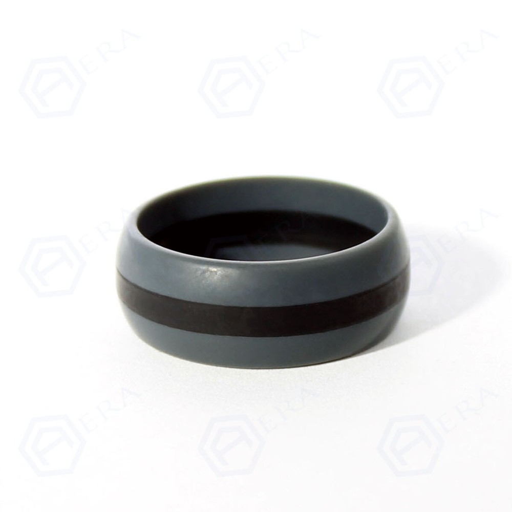 Thin Black Line Silicone Wedding Band Flexible Active Wear Ring by AERA