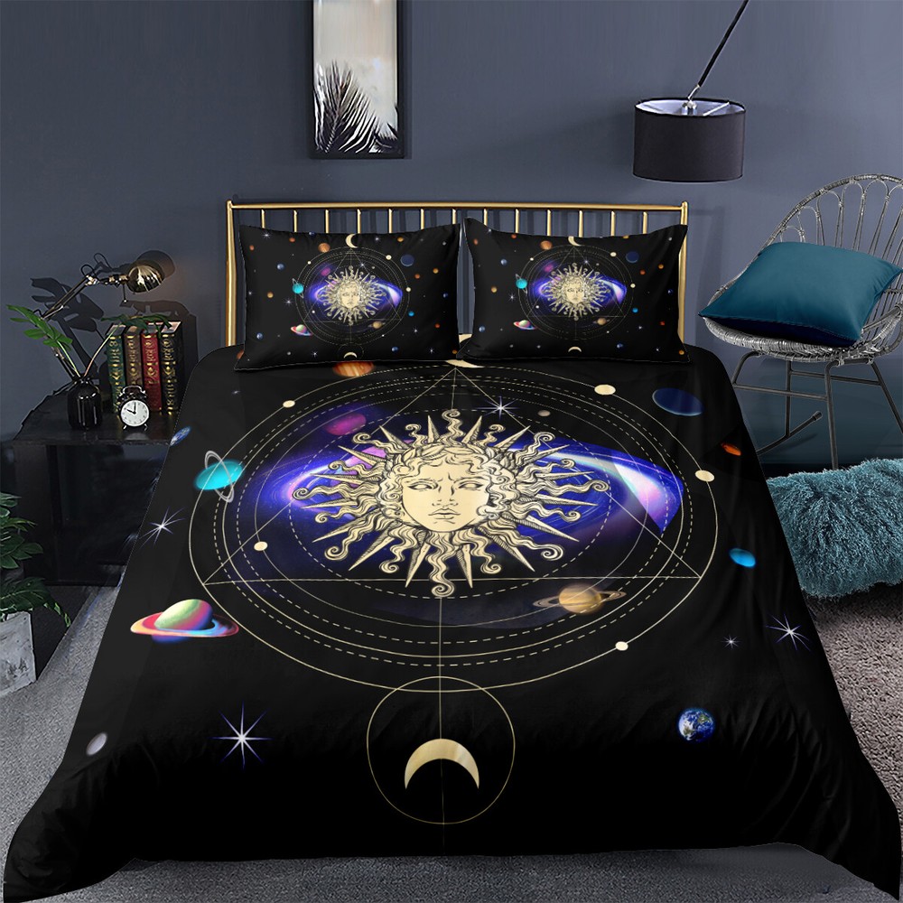 3D Mandala Sun Moon Duvet Cover Set with Pillowcases  