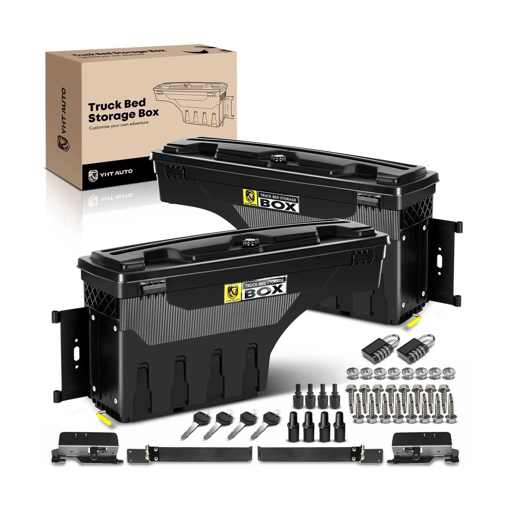 YHTAUTO Set of 2 Truck Bed Storage Tool box Lockable Compatible with 2002-201...