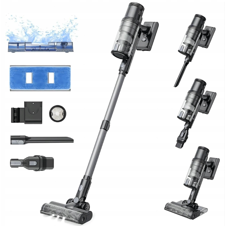400W Upright Vacuum Mop with 1L Tank and Brush for Hard Floors