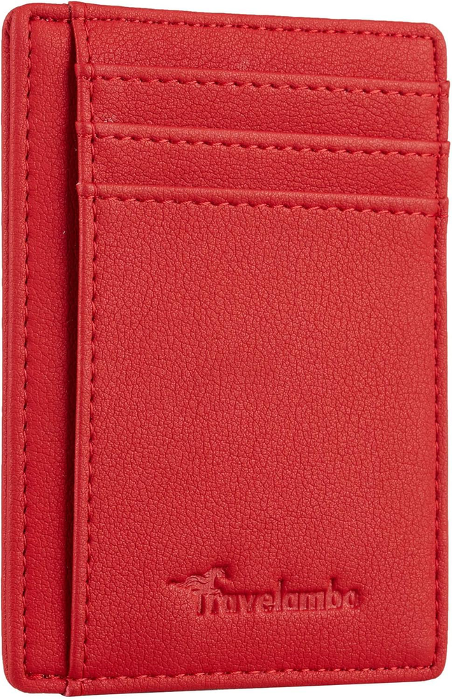 Sleek Minimalist Leather Slim Wallet with RFID Blocking – Medium Size in Vibrant VP Red