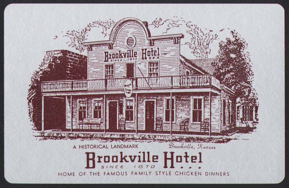 Vintage playing card BROOKVILLE HOTEL Historical Landmark pic Brookville Kansas