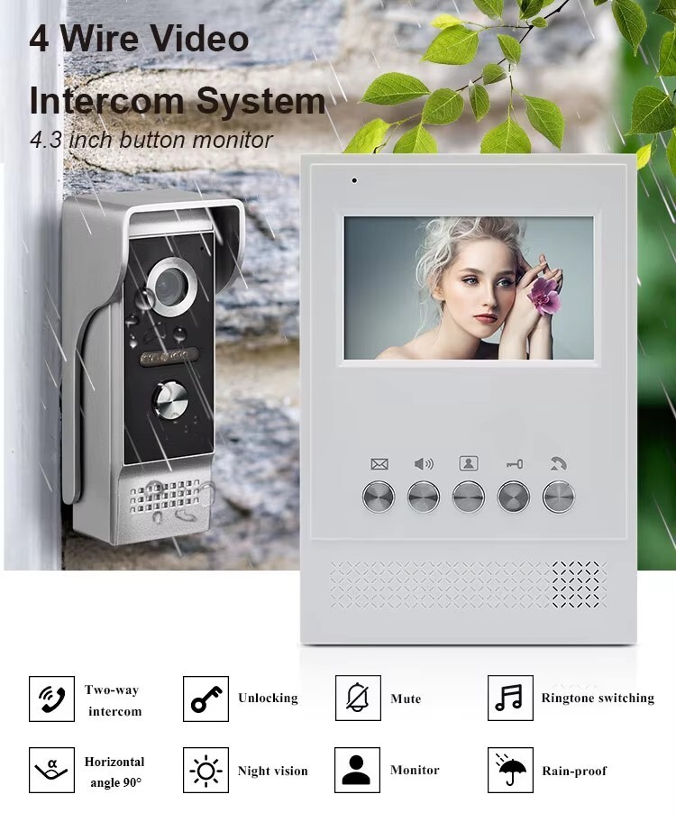 4.3-Inch Visual Doorbell Intercom System for Homes and Apartments-image