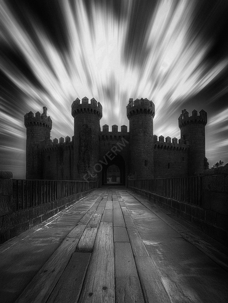 Castle Black and White Digital Art Wallpaper for Desktop