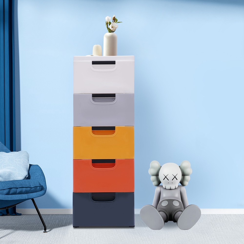 Modern Plastic Drawers Dresser Bedroom Cupboard Tall Storage Organizer Cabinet