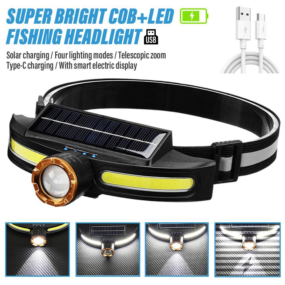 Headlamp Type-c Rechargeable LED Battery Waterproof Multicolor Plastic Zoom