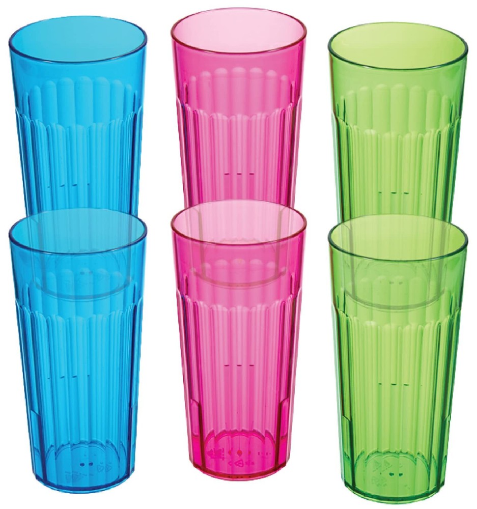30oz Rainbow Plastic Tumblers Set of 6 BPA-Free Made in USA