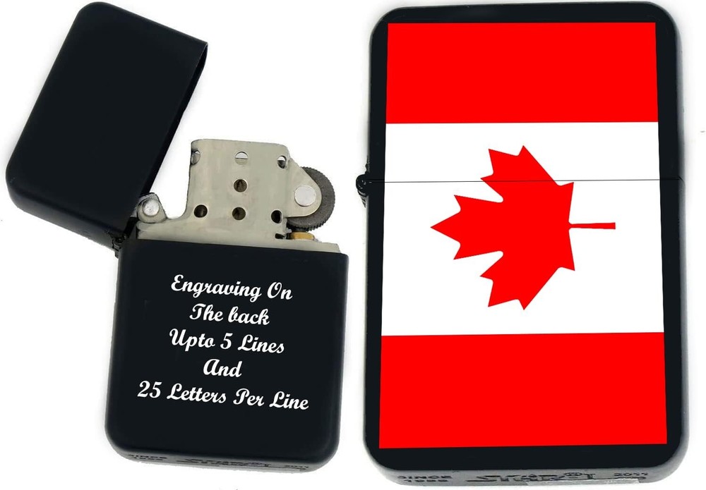 Custom Canada Flag Windproof Oil Lighter Personalized Gift-image