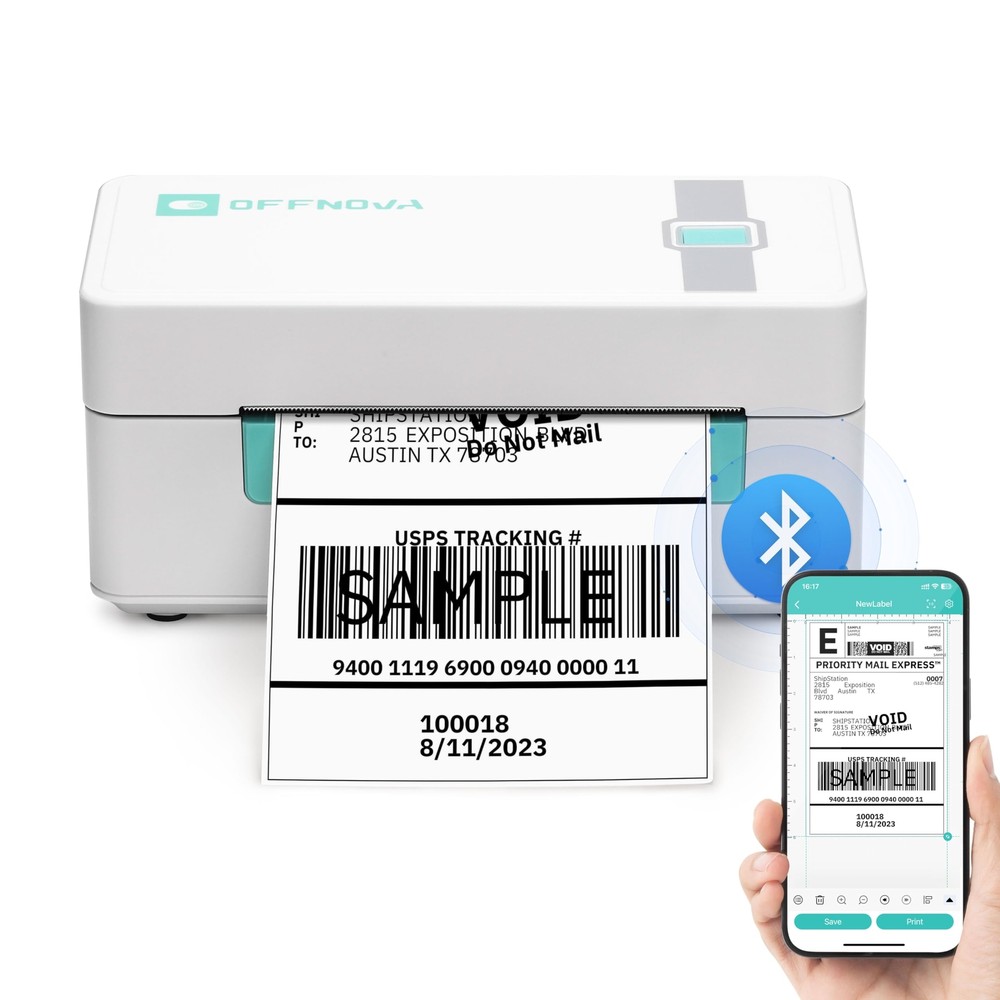 OFFNOVA Bluetooth Thermal Label Printer 4x6 for Small Business Shipping Labels