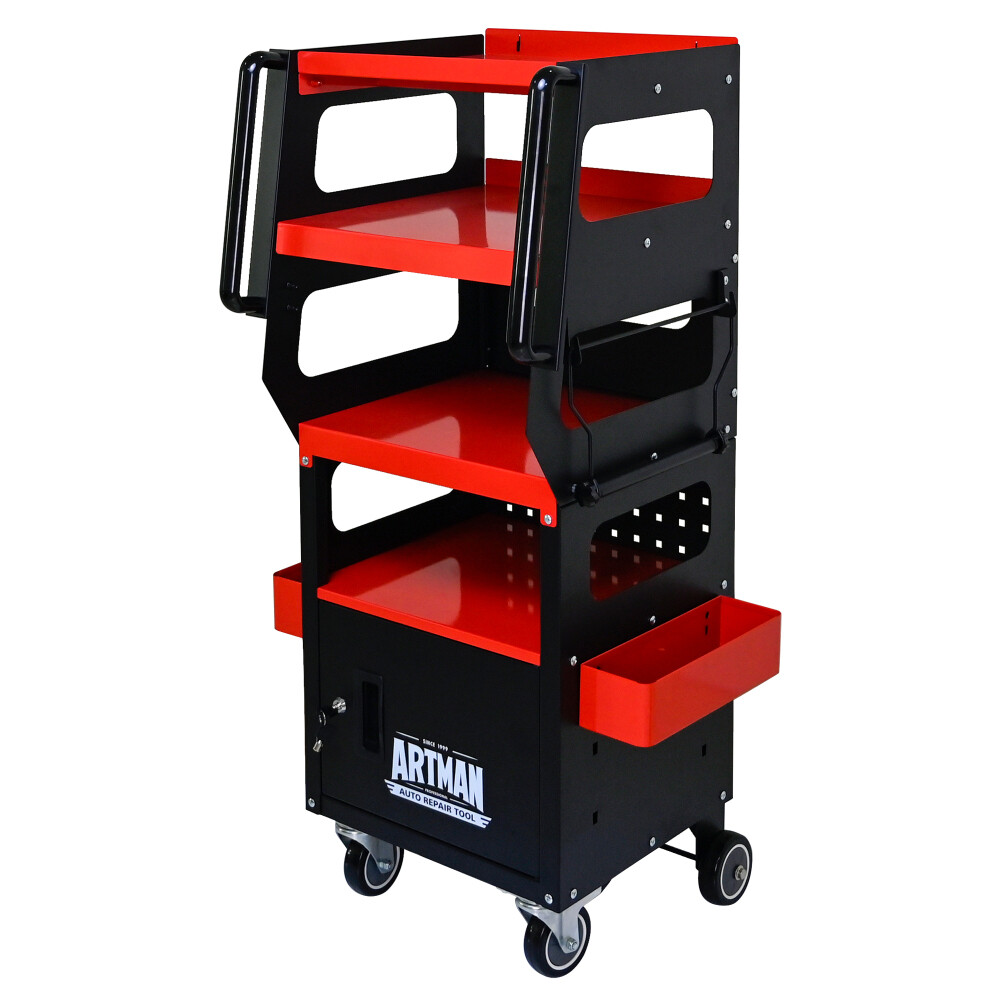 4 LEVEL MULTI PURPOSE TROLLEY FOR DIAGNOSTICS-BLACK+RED