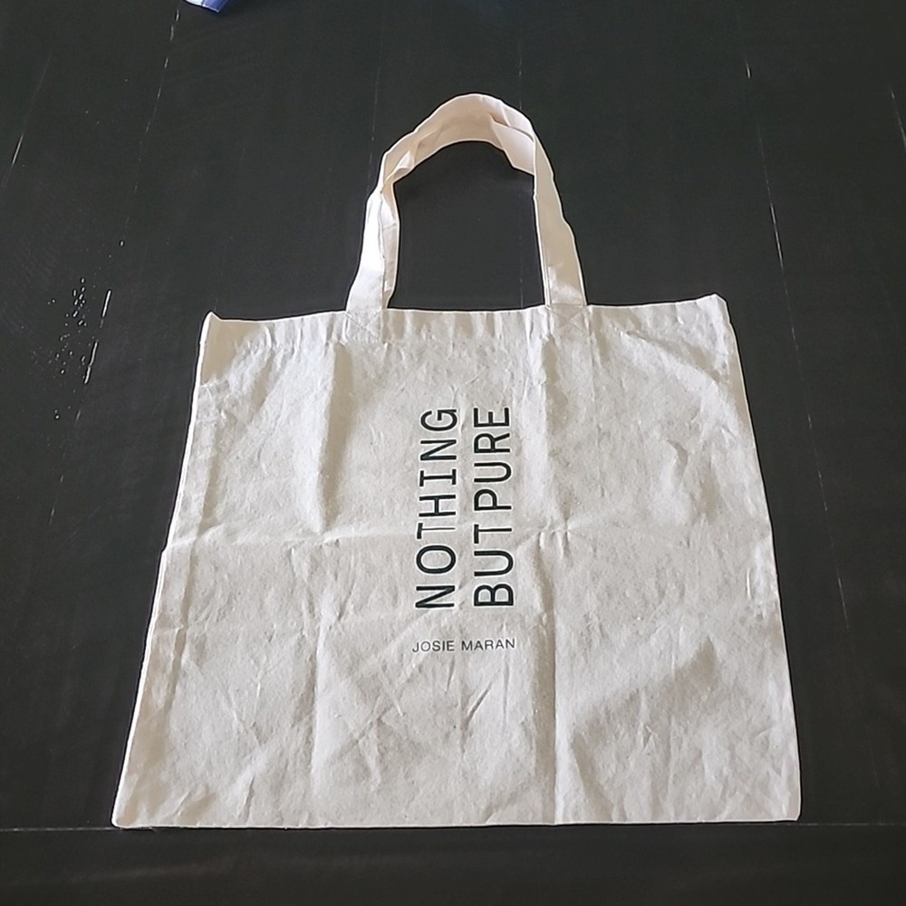 JOSIE MARAN Tote Bag Travel Reusable Handles Canvas Cream