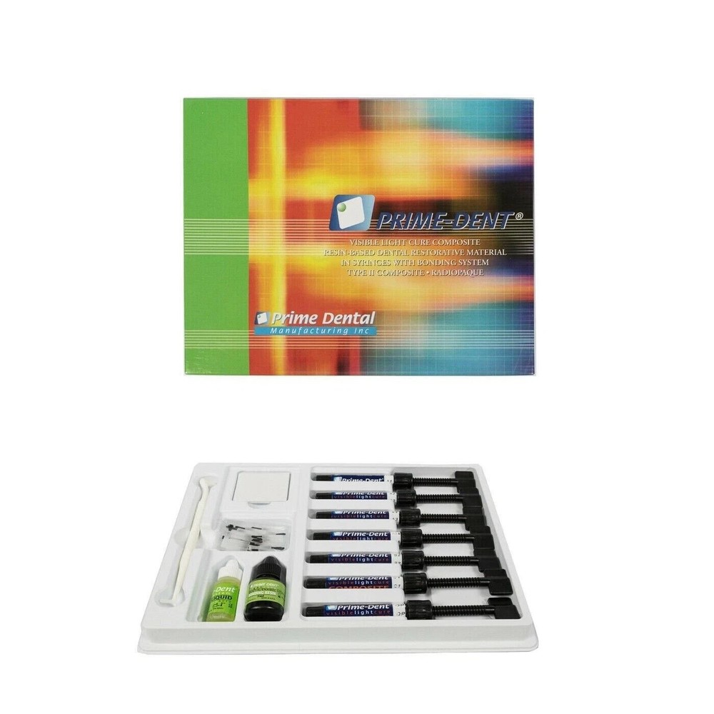 Prime Dent Hybrid Composite VLC Resin Dental Restorative Kit 7 Syringes