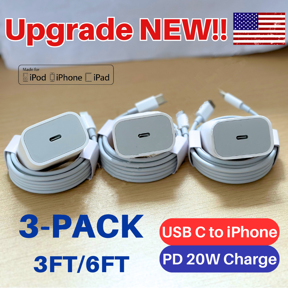 3 Pack 20W PD Type C Fast Charger for iPhone 14 13 12 11 Pro Max