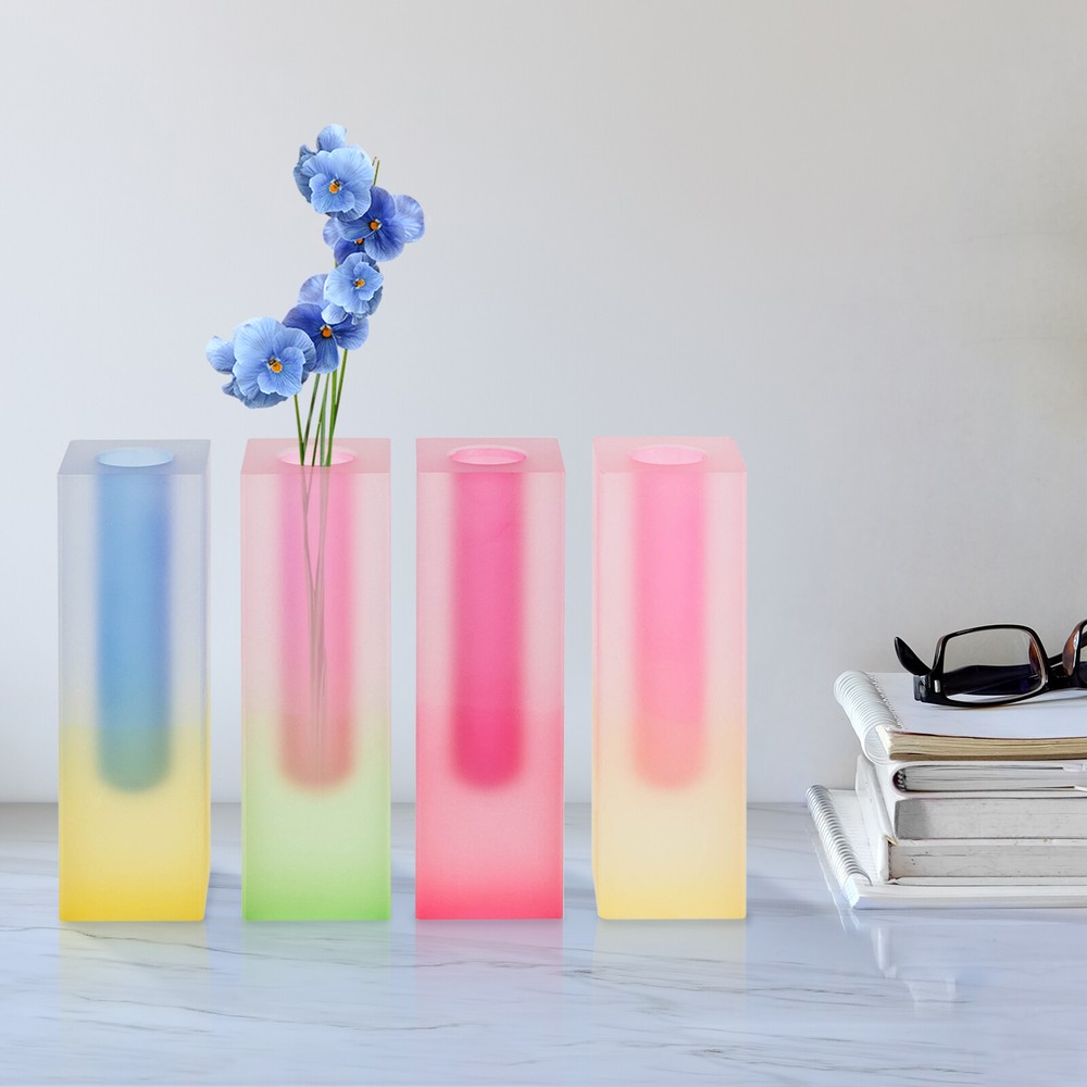 4 PCs Acrylic Vase Gradient Color Desktop Flower Vase Home Decor 22*13*13cm