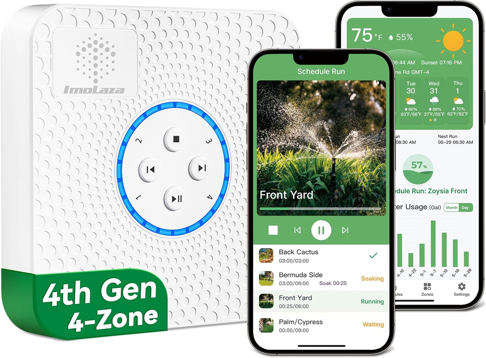 ET Master 4th Gen Smart Sprinkler Controller - 4-Zone WiFi Irrigation System with Upgraded Features