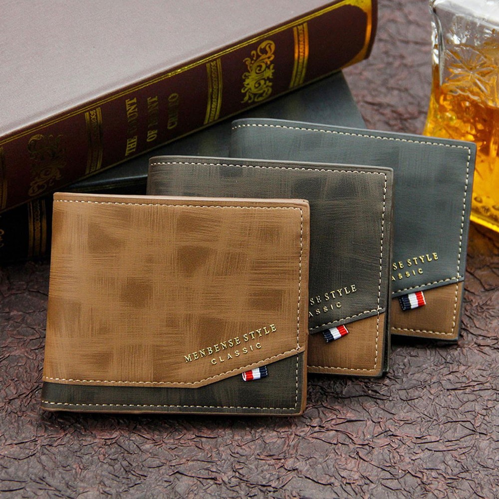 Slim Leather Wallet Credit Card Holder for Men - Modern Multicolor Solid Design  