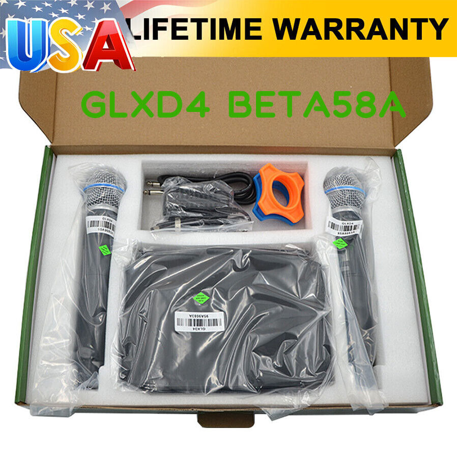 GLXD4 BETA58A UHF 640-690MHz Professional Wireless Microphone System 2 Mics HOT