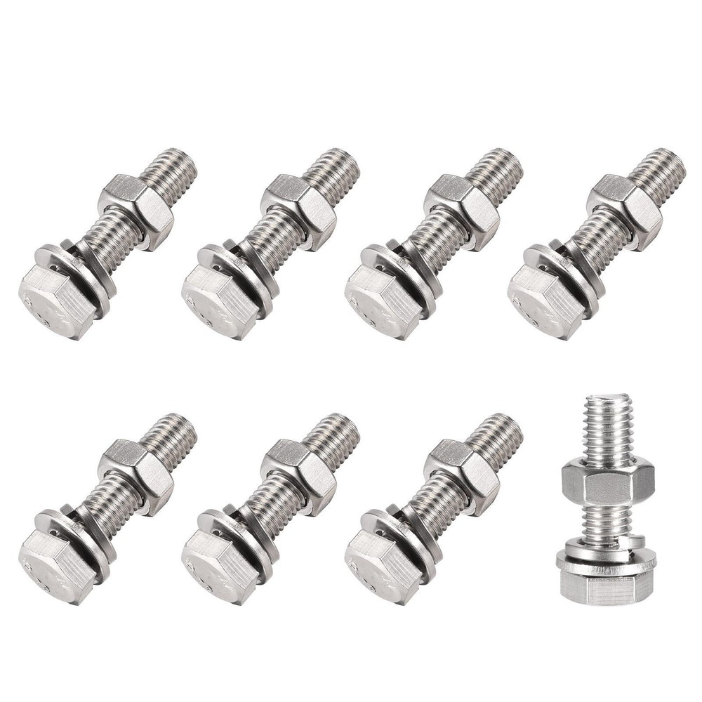 Hex Head Screws Bolts, Nuts, Flat & Lock Washers Kits (M10x40mm) 8Sets