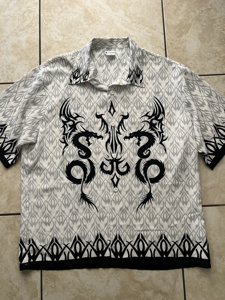 Vintage No Boundaries Shirt Mens Large Tribal Dragon Art Graphic AOP Loop Collar
