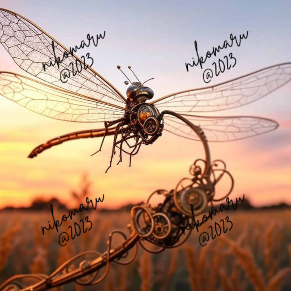 Mechanical Dragonfly Digital Art Wallpaper for Desktop Background-image