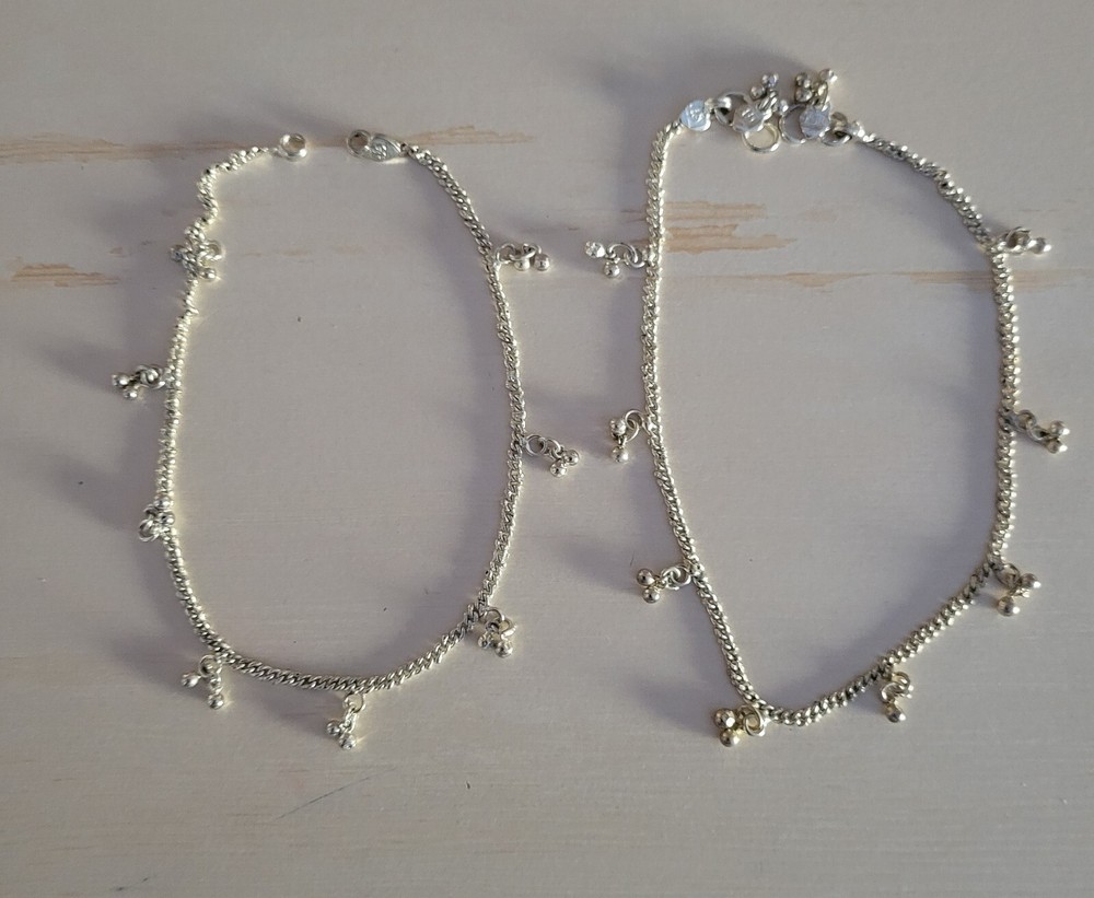 Light Payal Anklet Foot Jewelry Ethnic Fashion Indian Pakistani Sterling silver-image