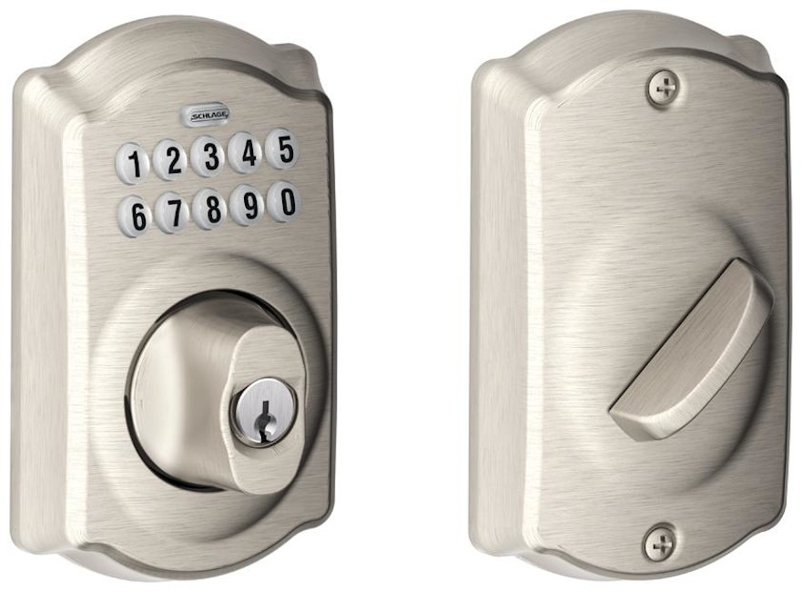 Schlage BE365-CAM Nickel Camelot Keypad Deadbolt Single Cylinder