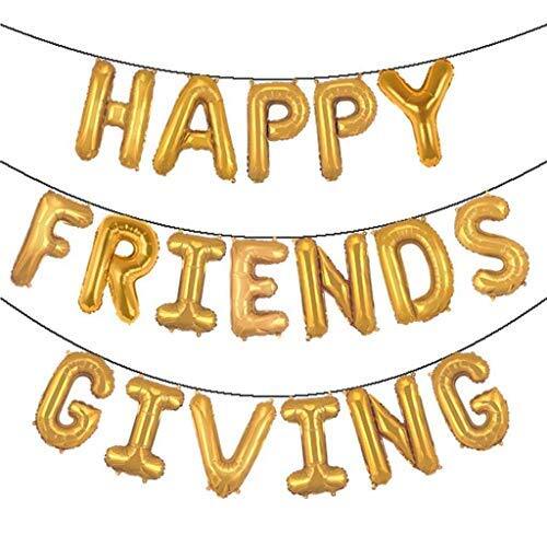 Happy Friendsgiving Gold Mylar Balloon Banner Thanksgiving Decor