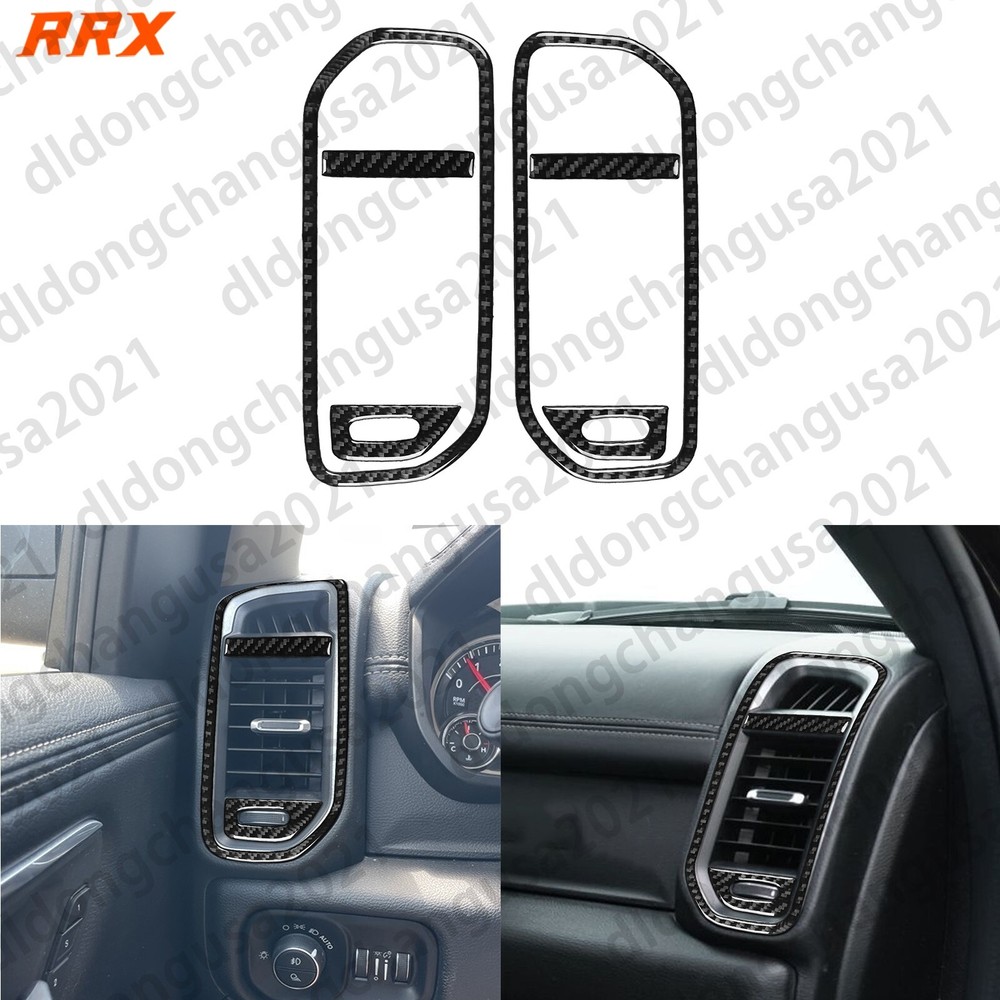 Real Carbon Fiber Dash Side Air Vent Outlet Cover For RAM 1500 2500 3500 2019-24