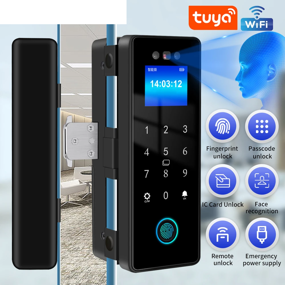 3D Face Recognition Smart Lock with Tuya WiFi and Biometric Entry for Front Door-image