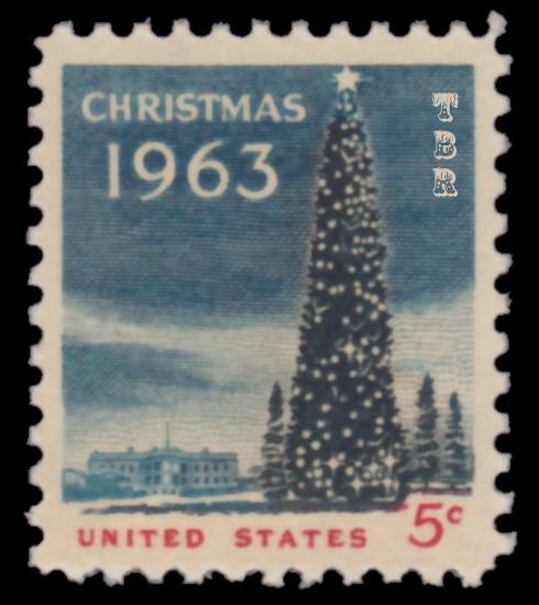 1963 Experimental Tagged Christmas Tree and White House Stamp MNH - Shop Now-image