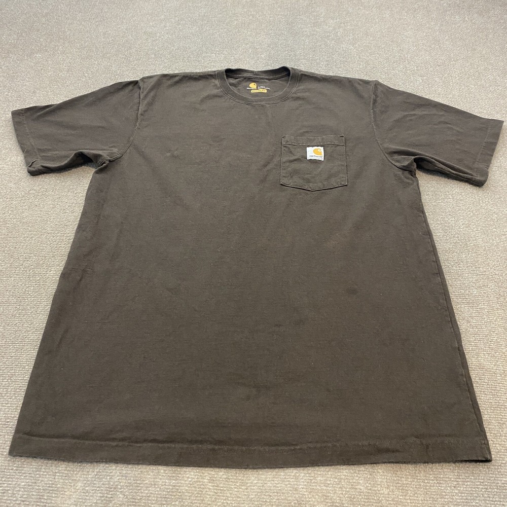 Carhartt Pocket Shirt Mens Large Tall Faded Brown Distressed Grunge K87 Logo