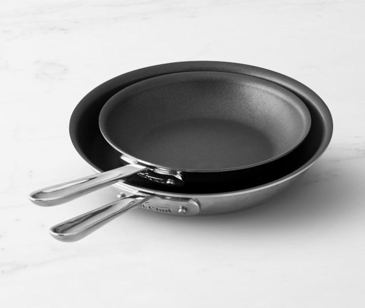 ALL-CLAD D5 8 & 10 Inch Non-Stick Fry Pan Set Stainless Steel Excellent Condition