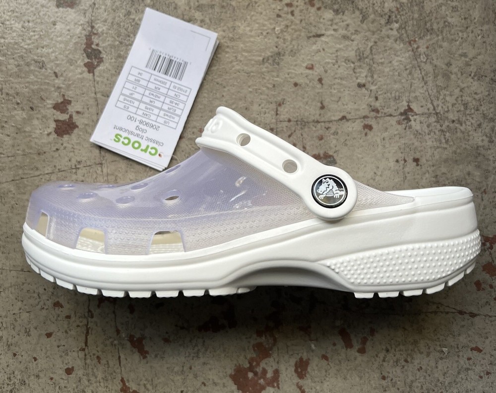 Crocs Unisex Men's and Women's Classic Translucent Clog, White, Size M3/W5