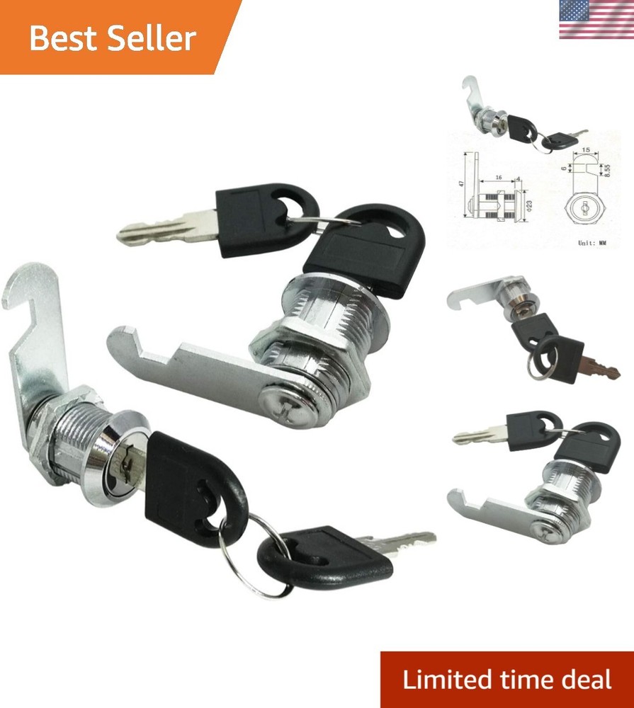 Sleek Zinc Alloy Toolbox & Cabinet Locks 2-Pack