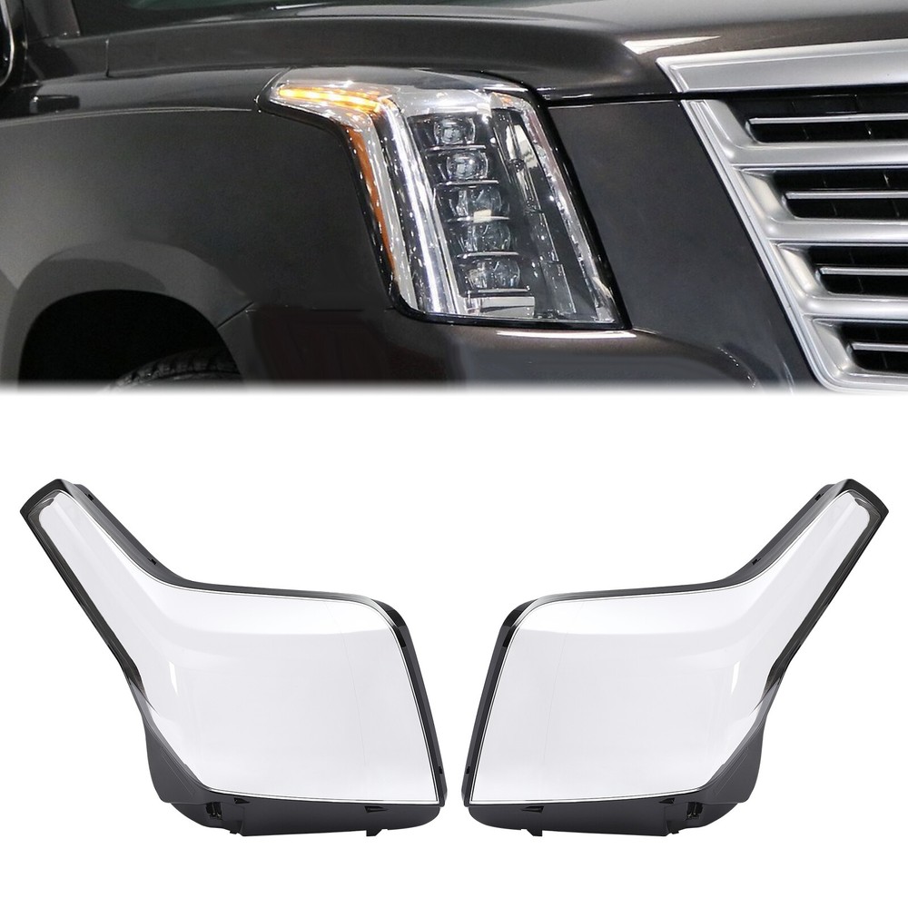 Fit For Cadillac Escalade 2015-2020 A Pair Headlight Lens Cover Right Left PC