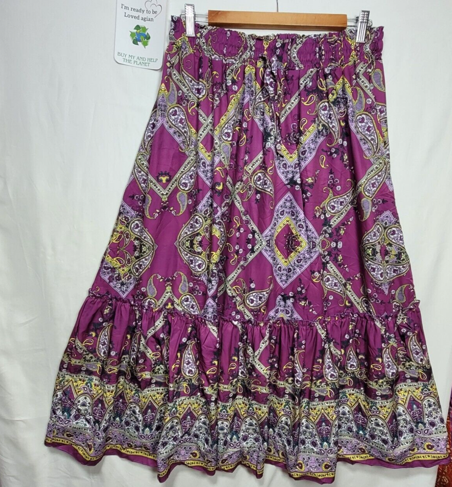 Women's Long Skirt Purple Floral Size XXL Lovely  Ladies Maxi Skirt Pullover