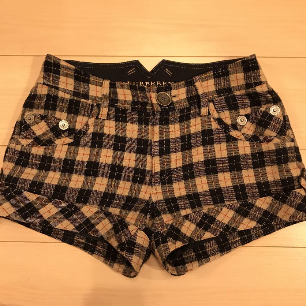 Burberry Blue Label Navy Beige Check Shorts Size 36 Used