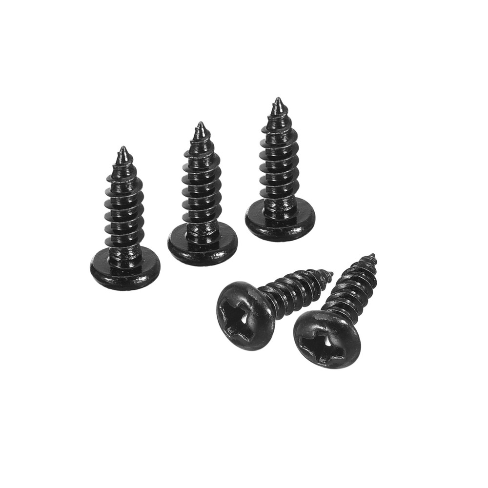 3mm x 10mm Phillips Pan Head Self-tapping Screw, 100pcs Round Head (Black)