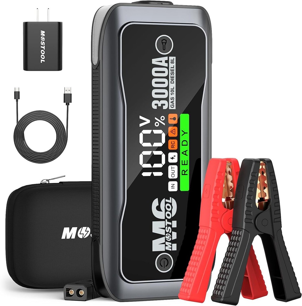Paquete de arranque de salto de batería de coche M6 3000A Peak, caja de puente portátil,...