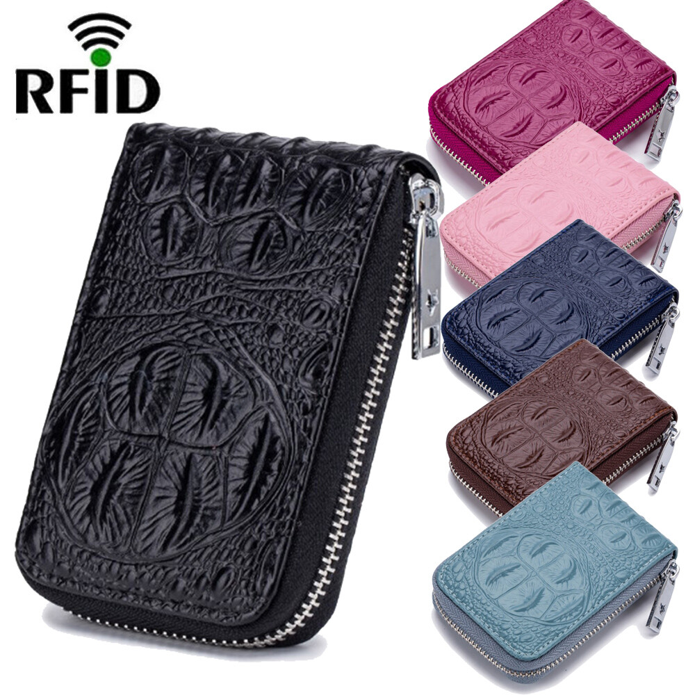 Leather RFID-Blocking Zippered Credit Card Accordion Wallet  -image