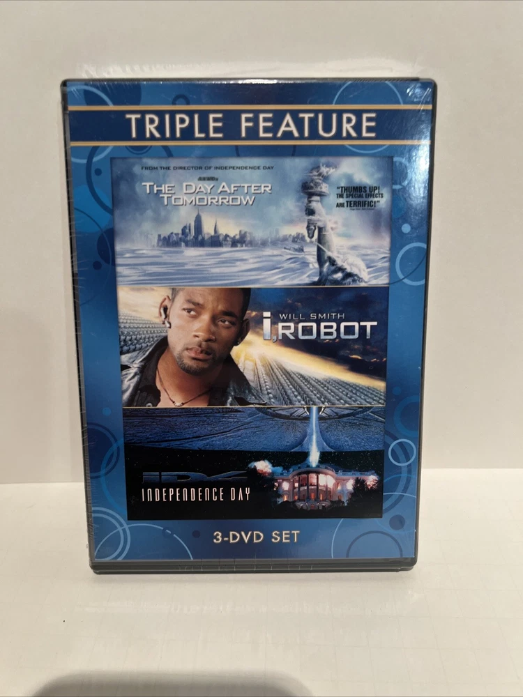 Triple Feature - The Day After Tomorrow I Robot Independence Day 3 DVD Set