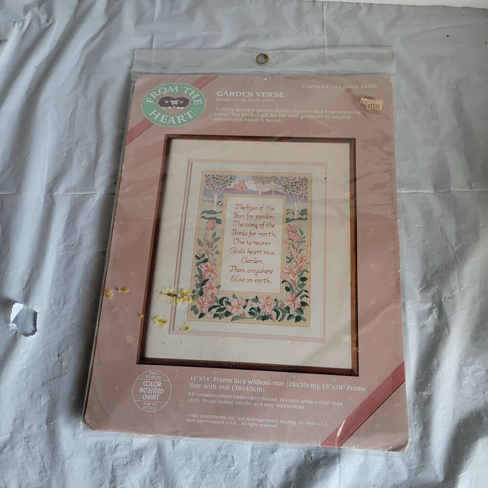 Dimensions From the Heart Counted Cross Stitch Garden Verse Molly John 1987