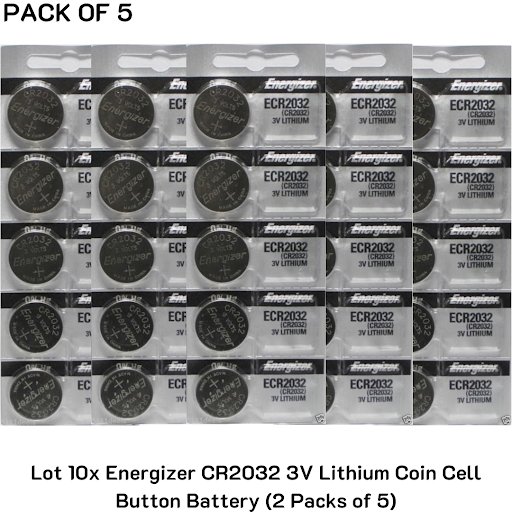 Lot 10x Energizer CR2032 3V Lithium Coin Cell Button Battery (2 Packs of 5)