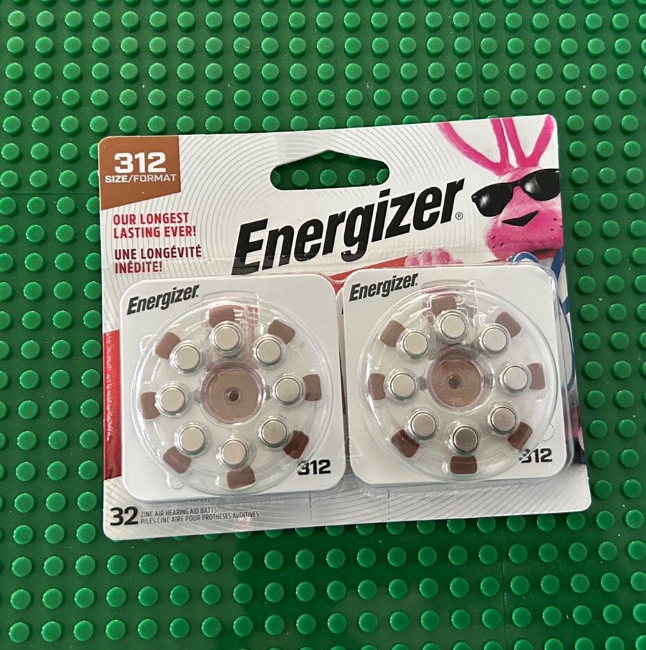 Energizer 312 Long Lasting Hearing Aid Batteries 32 Pack AZ312DP-32) NEW 10/2027