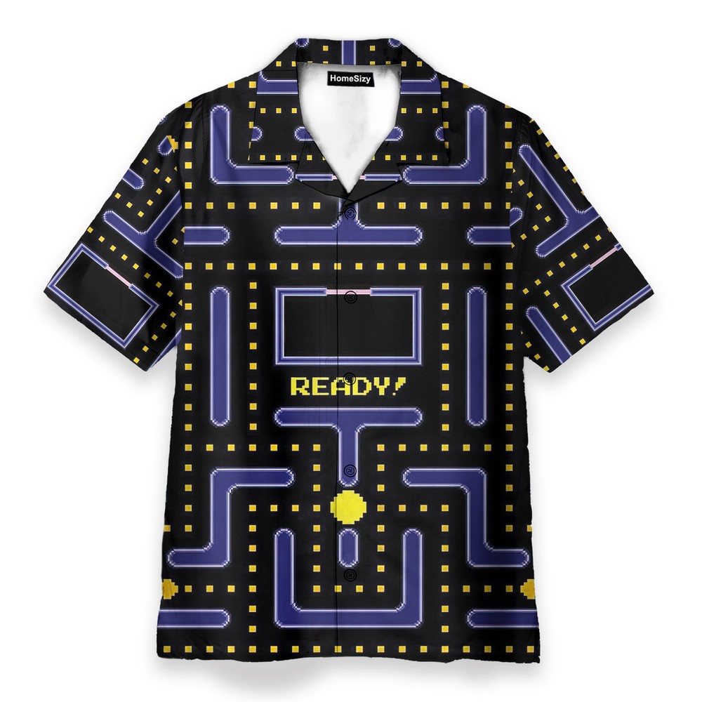 Pacman Gameplay Mens Buttons Up Shirts   Hawaiian Shirt